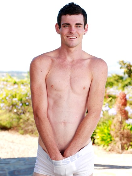 Marco Russo showing off his big cock outdoors